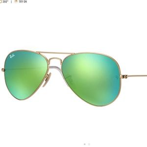 Ray Ban Aviators Green Mirrored Flash Lens